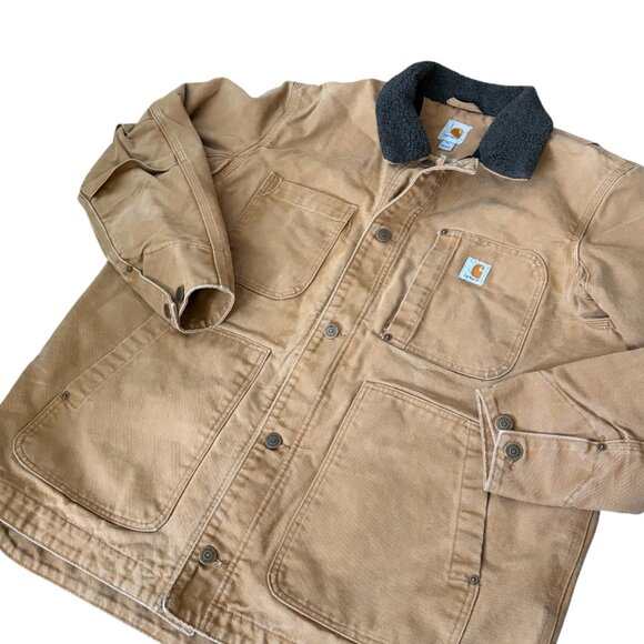 Carhartt Brown Cotton Full Swing Chore Coat Fleece Lined Jacket XL - Picture 2 of 6